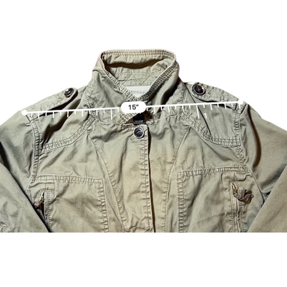 MNG by MANGO Medium Camo Green Drawstring Military Utility Jacket women’s - Picture 10 of 12